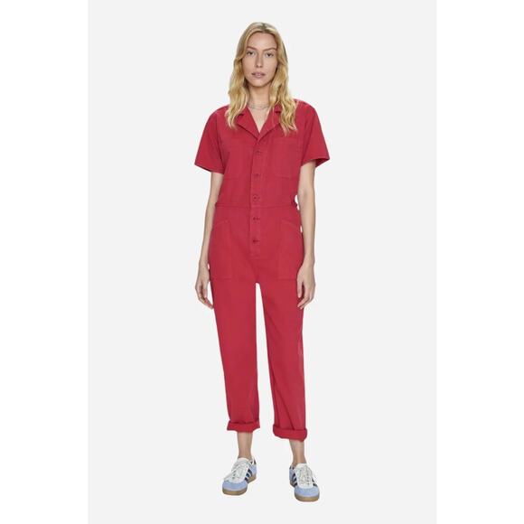 NWT Pistola Grover Jumpsuit Rouge Red Size M Utility Boiler One Piece Romper - Picture 1 of 8